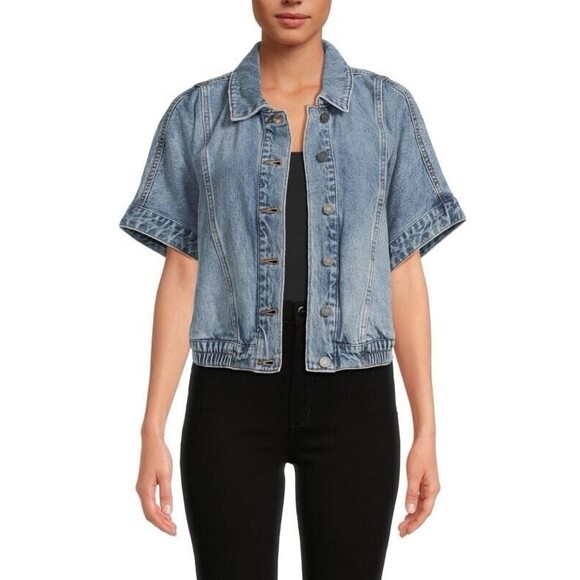 Habitual Oversized Denim Jacket Crop Short Sleeve Jacket Nordstroms SZ S - Picture 1 of 16